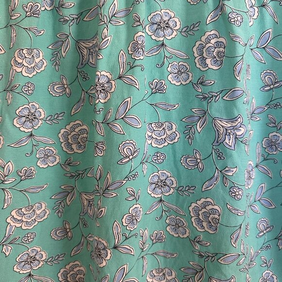 LOFT Turquoise Floral Dress Women's Size 6P Office Core Smocked Back Midi Dress - Picture 8 of 9